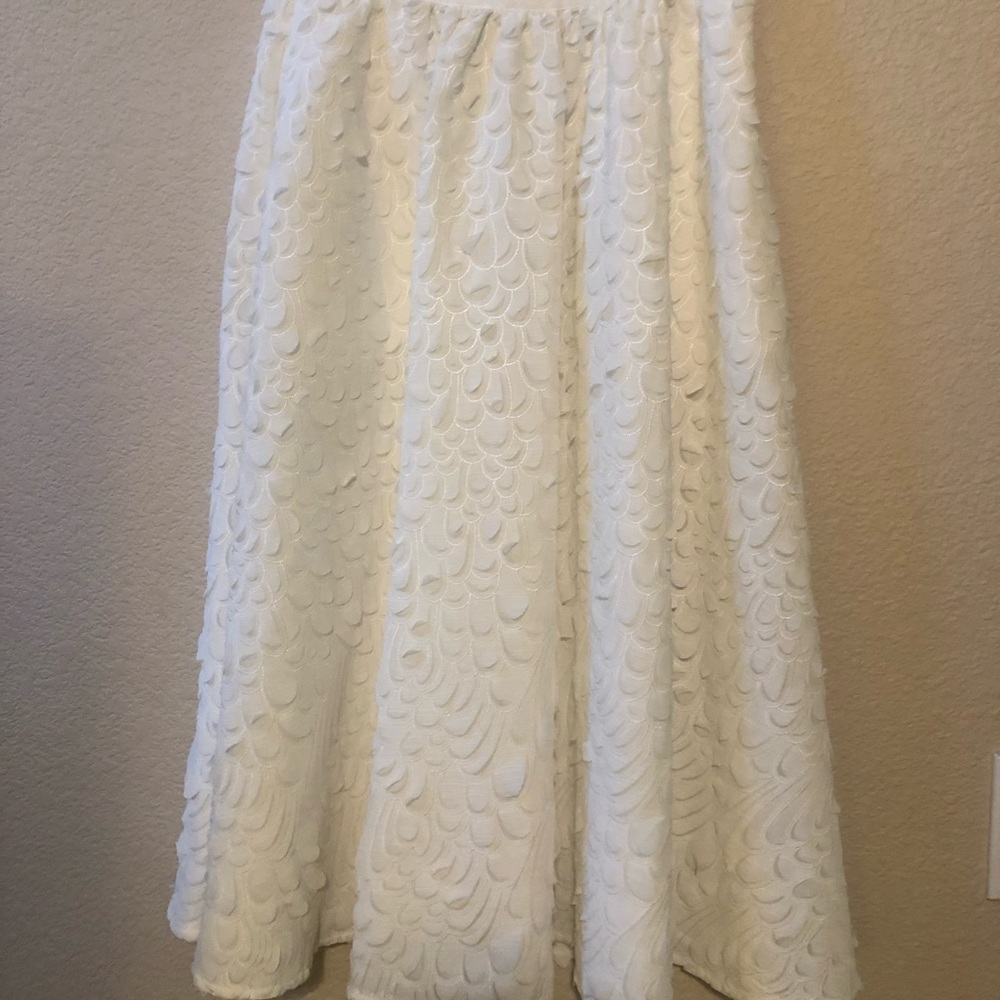 Sam Edelman Ivory Appliqué A-Line Midi Skirt